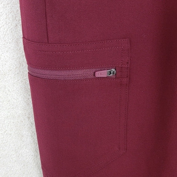 Figs Burgundy Zamora Maternity Jogger Scrub Pants Sz S NEW - Picture 7 of 14